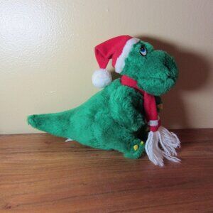 plush Schmidt-Cannon Jinglesaurus Green Dinosaur Christmas Hat & Scarf (W3669)